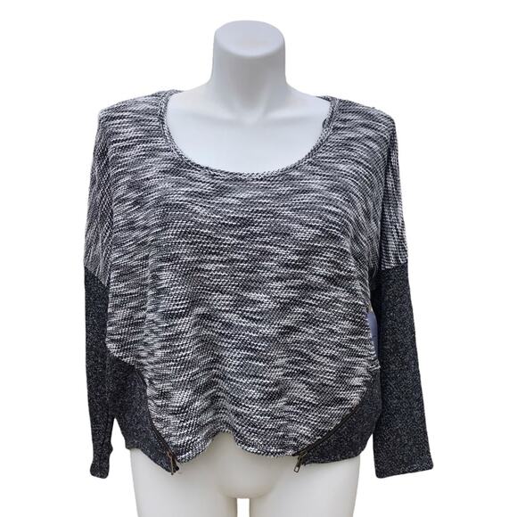 Jessica Simpson Danielle black space dyed crop top dolman sleeve size XL - Picture 10 of 10